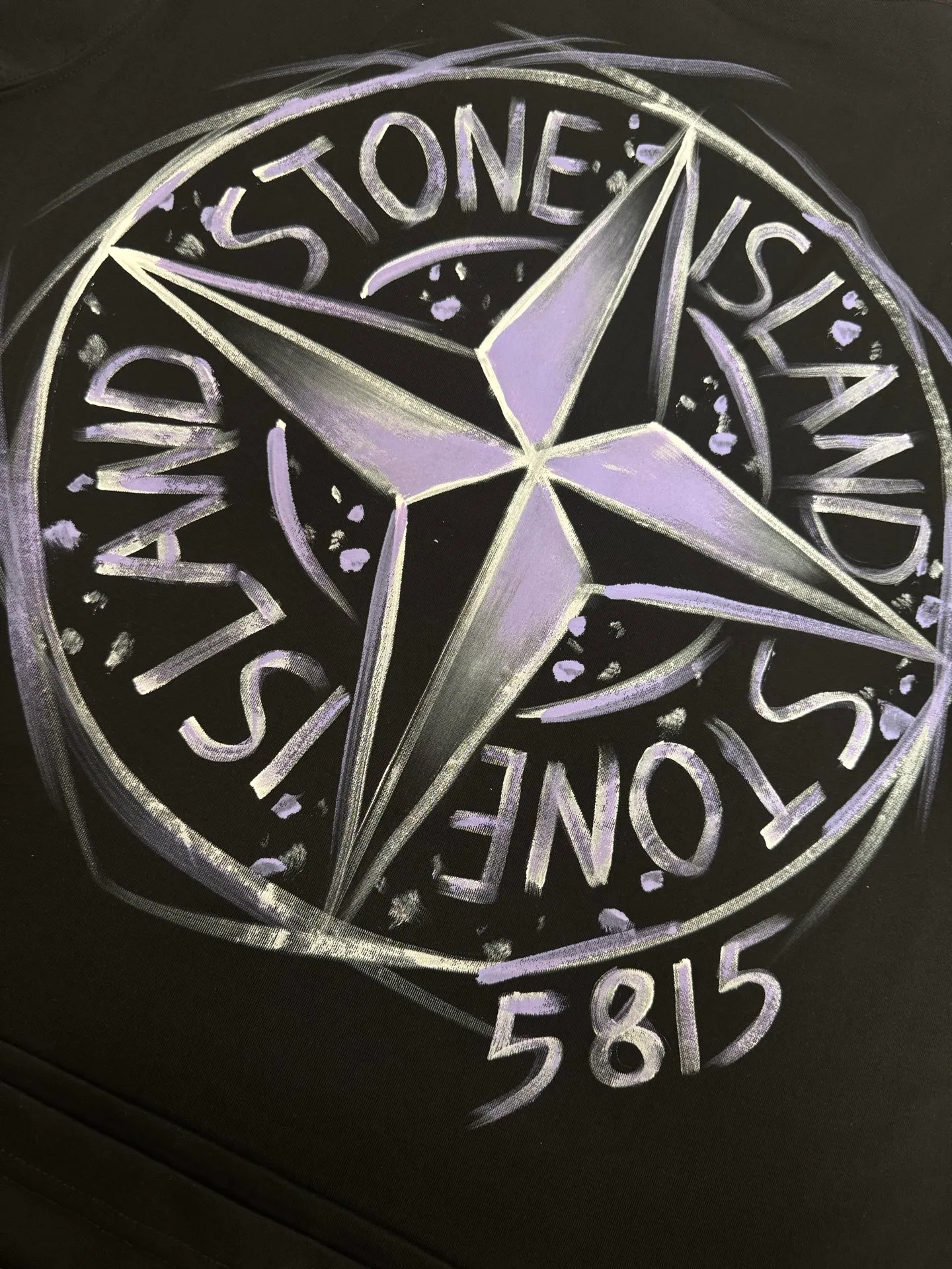 P190 original order quality] Brand: Stone Island 25SS latest top-quality hand-painted stone bird back cross brand element iconic logo graffiti splash-ink hand-painted short-sleeved T-shirt, highlighting the brand charm.  Fabric: Made of 320G high-end imported pure cotton double yarn fabric, custom-woven from Xinjiang small cotton. The fabric is washed and washed to add hand feel and fix the shape of the clothes. The thread matching is 1*1, and it can be dyed in the same vat.  Accessories: Customized 1:1 washed trademark Craftsmanship: Customized 1:1 three-dimensional hand-painted Color: Black-White [Same style for men and women] Size: M-XXL [Loose version]